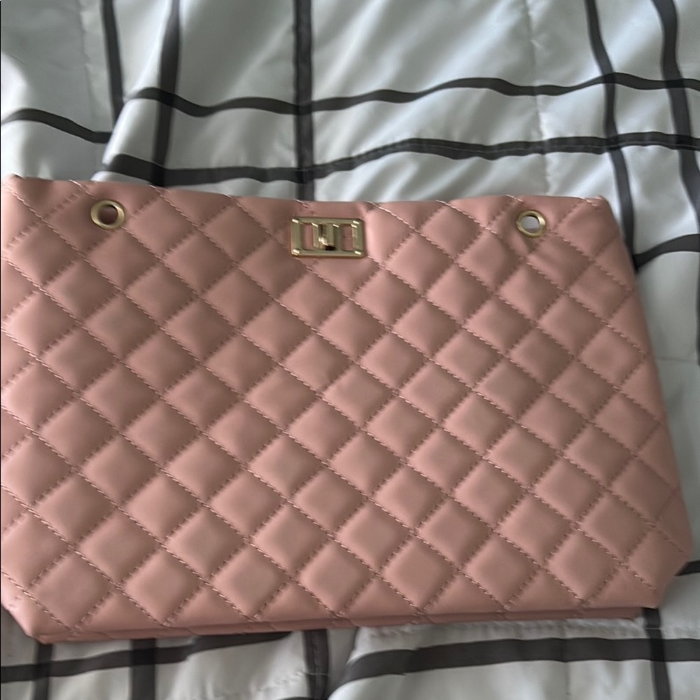 Elegant Pink Quilted Tote Bag